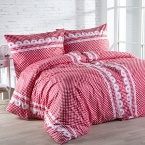 Bavlnená posteľná súprava MATYLDA červená štandardná dĺžka