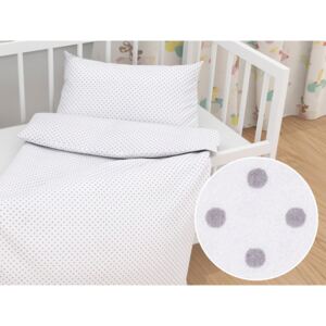 Detské bavlnené posteľné obliečky do postieľky Sandra SA-011 Bodky na bielom Do postieľky 90x140 a 40x60 cm