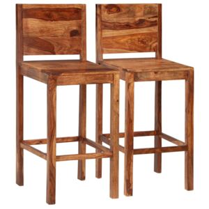 Barové stoličky zo sheeshamového dreva 2 ks hnedé