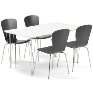 Jedálenská zostava: Stôl Zadie + 4 stoličky Milla, čierne