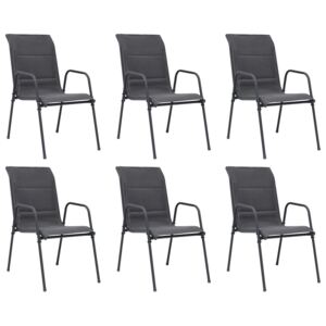 Stohovateľné záhradné stoličky 6 ks oceľ a textilén antracitové