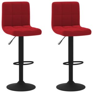 Barové stoličky 2 ks vínovo-červené zamatové