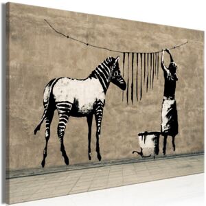 Obraz - Banksy: Washing Zebra on Concrete (1 Part) Wide 90x60