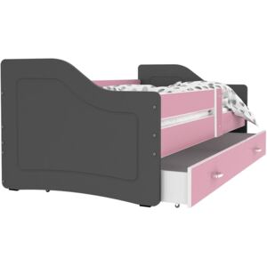 Detská posteľ so zásuvkou SWEET - 180x80 cm - ružovo-šedá