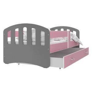 GL Šťastie sivá Color posteľ pre deti 180x90 Sivá Farba: Ružová