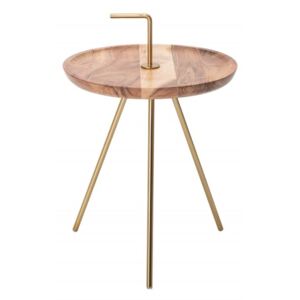 Odkladací stolík Simply Clever Ø36 cm, zlatá/natur