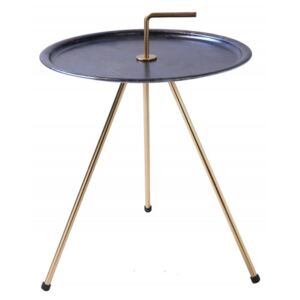 Odkladací stolík Simply Clever Ø42 cm, zlatá/modrá