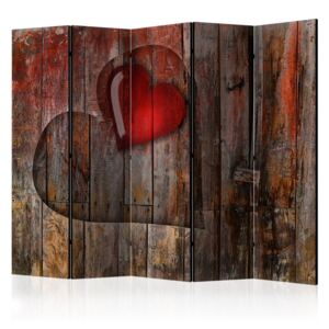 Paraván - Heart on wooden background II [Room Dividers] 225x172