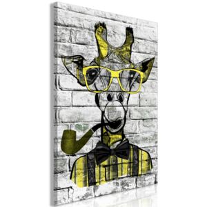 Obraz - Giraffe with Pipe (1 Part) Vertical Yellow 60x90