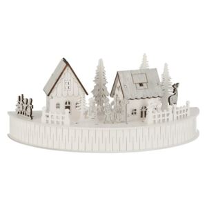 Biely drevený svietiace vianočné domček - 30 * 15 * 13cm