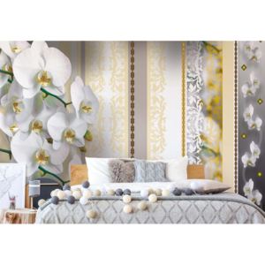 Fototapeta - Luxury Floral Design Orchids Yellow Vliesová tapeta - 206x275 cm