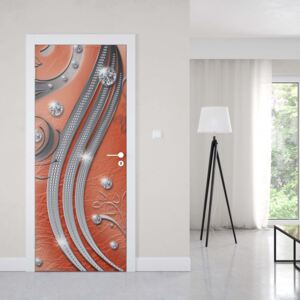 GLIX Fototapeta na dvere - Ornamental Silver And Orange Swirl Design