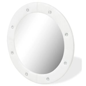 Nástenné zrkadlo umelá koža 60 cm lesklé biele