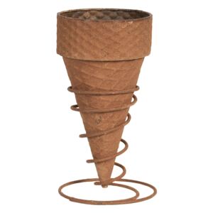 Hrdzavý kvetináč zmrzlinový kornút - Ø 12 * 24 cm