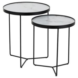 Set 2 odkladacích stolíkov v marble dizajne Helaine - Ø 45 * 55 cm