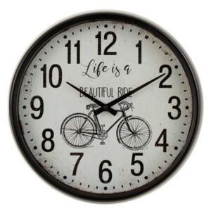 Retro nástenné hodiny v čiernom kovovom ráme Bicycle - Ø 40 * 10 cm