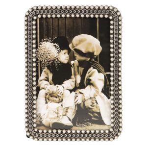 Strieborný vintage rámček na fotografie s perličkami - 17 * 2 * 12/10 * 15 cm