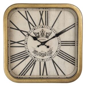Štvorcové vintage hodiny s rímskymi číslicami Paris - 34 * 7 * 34 cm / 1 * AA