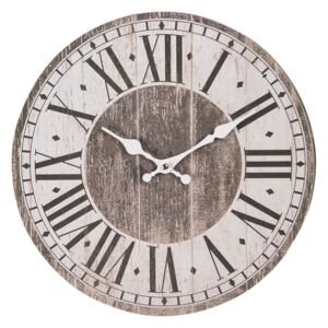 Drevené hodiny s rímskymi číslicami a patinou - Ø 34 * 4 cm / 1 * AA