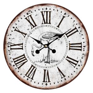 Vintage hodiny s rímskymi číslicami s pelikánom - Ø 34 * 1 cm / 1 * AA