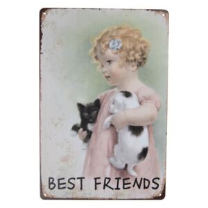 Vintage plechová ceduľa s dievčatkom Best Friends - 20 * 30 cm
