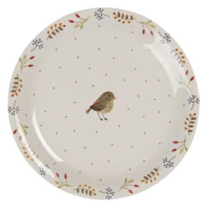 Keramický tanier s motívom vtáčika moineau - Ø 20 cm