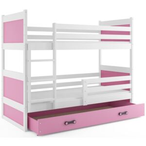 BMS Detská poschodová posteľ RICO / BIELA 200x90 Farba: Ružová