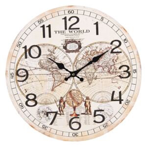 Vintage nástenné hodiny The World - Ø 38 cm / 1 * AA