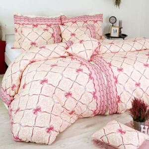Obliečky bavlnené Mašle vintagee ružové TiaHome 2x Vankúš 90x70cm, 1x Paplón 200x220cm