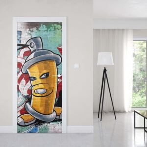 GLIX Fototapeta na dvere - Graffiti Street Art Yellow