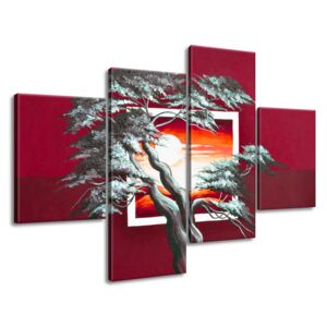 Gario Obraz na plátne Červený západ slnka a mohutný strom Rozmery (š x v): 120 x 80 cm