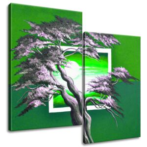 Gario Obraz na plátne Zelený západ slnka a mohutný strom Rozmery (š x v): 80 x 70 cm