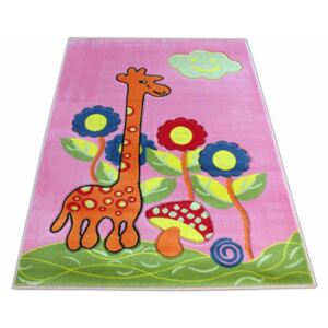 MAXMAX Dětský koberec Žirafa - růžový