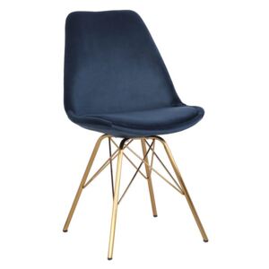 Dizajnová jedálenská stolička Sweden Retro, tmavomodrá / zlatá