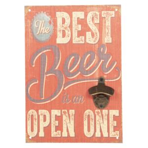Drevená ceduľa na stenu s otváračom na fľaše Best Beer - 24 * 34 cm