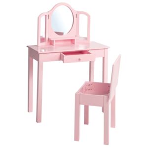 Roba Detský toaletný stolík so stoličkou ružový 68x32x106 cm drevo
