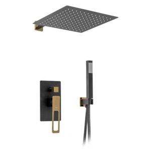 SOHO BLACK / GOLD podomietkový sprchový set s podomietkovou batériou (8358)