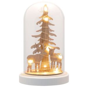 Vianočná dekorácia kupola - jeleň, 10 LED, teplá biela