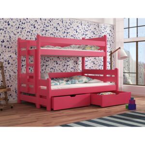 Detská poschodová posteľ 90 cm Bivi (ružová). Akcia -31%. Vlastná spoľahlivá doprava až k Vám domov