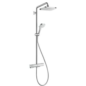 SHOWERPIPE A SPRCHOVÉ PANELY Hansgrohe Croma E Showerpipe - Sprchová batéria nástenná termostatická, pevná sprcha + ručná sprcha, chróm 27630000
