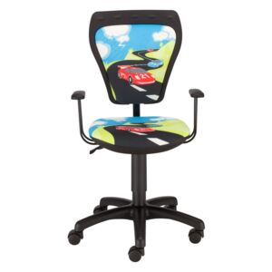 NOWY STYL Ministyle detská stolička na kolieskach s podrúčkami čierna / vzor Turbo