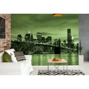 Fototapeta - City Brooklyn Bridge New York Green Vliesová tapeta - 368x254 cm