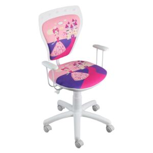 NOWY STYL Ministyle detská stolička na kolieskach s podrúčkami biela / vzor princess
