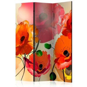 Paraván Velvet Poppies Dekorhome 135x172 cm (3-dielny)