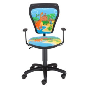 NOWY STYL Ministyle detská stolička na kolieskach s podrúčkami čierna / vzor Dino