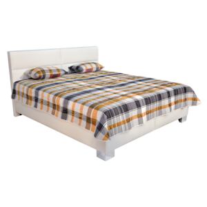 BLANÁŘ Jersey 180 čalúnená manželská posteľ s roštom a matracom biela / vzor