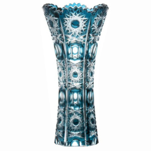 Krištáľová váza Petra, farba azúrová, výška 180 mm