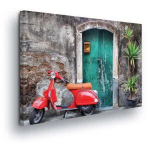 Obraz na plátne - Retro Moped 4 x 30x100 cm