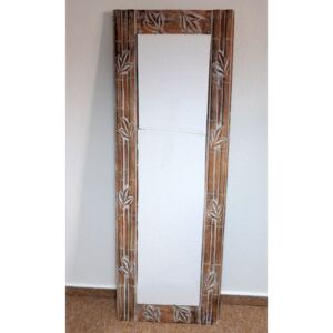 Zrkadlo BAMBOO, hnedá natural, exotické drevo, ručná drevorezba,170 cm