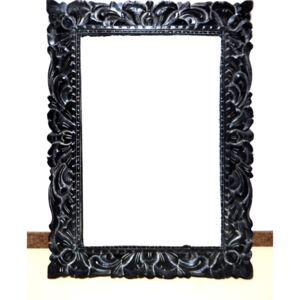 Zrkadlo DILANA, čierne, exotické drevo, ručná drevorezba, 60x80 cm